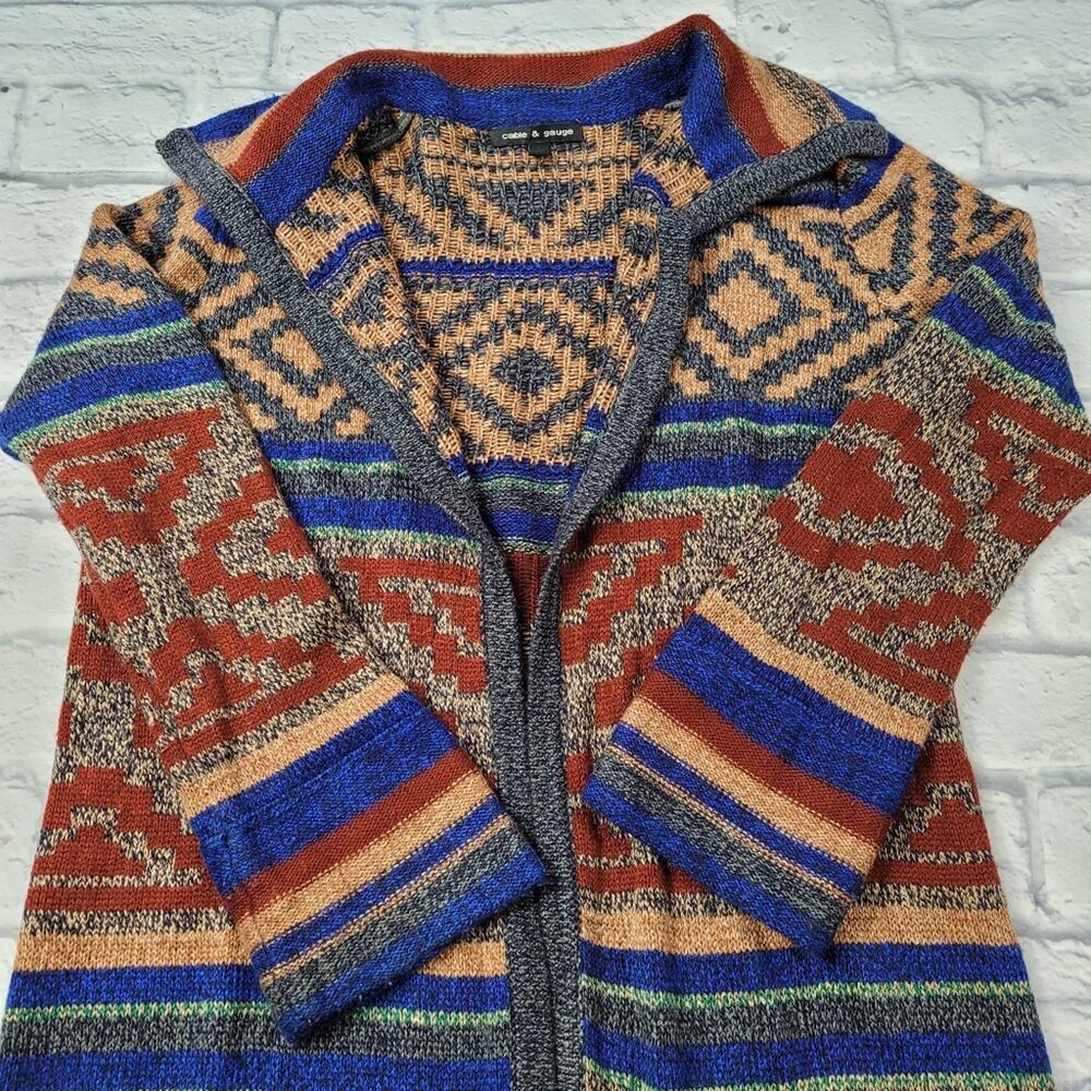Cable & Gauge Long Southwestern Style Cardigan Sweater size Medium - Picture 10 of 15